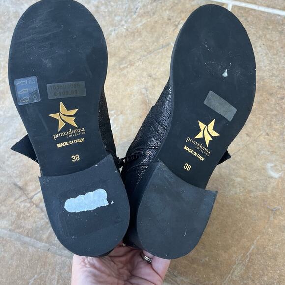 Primadonna women’s black gold glitter zip leather moto ankle boots size 38 US 7 - Picture 3 of 6